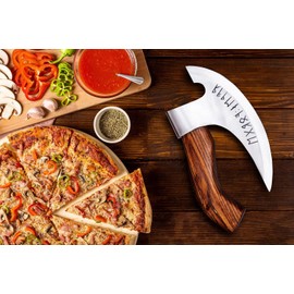 Viking Pizza Axe with Sheath, Viking Butcher Axe, Viking Pizza Cutter Axe - Rosewood Handle & Heavy Duty Viking Axe Head - Perfect for Cutting Pizza, Meat, Vegetables (PC-1)