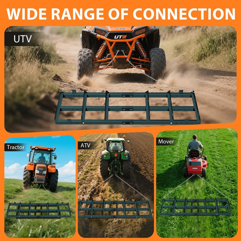 YXJSTO 8FT Drag Harrow Driveway Grader, Driveway Drag with 6