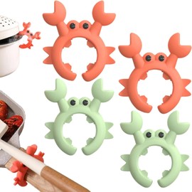 Soporte para cuchara para cocinar, 4 piezas de silicona con forma de cangrejo para ollas, antideslizante, soporte para utensilios de cocina, encimera y encimera (verde, rojo)
