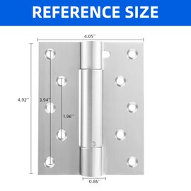 Self Closing Door Hinge, 4 inches,Auto Closing Spring Hinge with Adjustable Tension, Thickened 304 Stainless Steel Heavy Duty Door Hinges 4 "x 4" inches,with Mounting Screwdriver Hardware,(2 Pack)