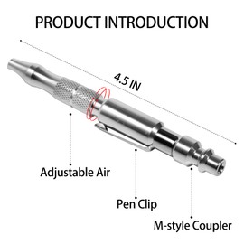 Adjustable Pocket Air Blow Gun, Type Plug "M" 1/4 Inches Quick Plug, 150 PSI Max Portable Air Blower Pen for Dust Cleaning Air Tool Parts and Accessories