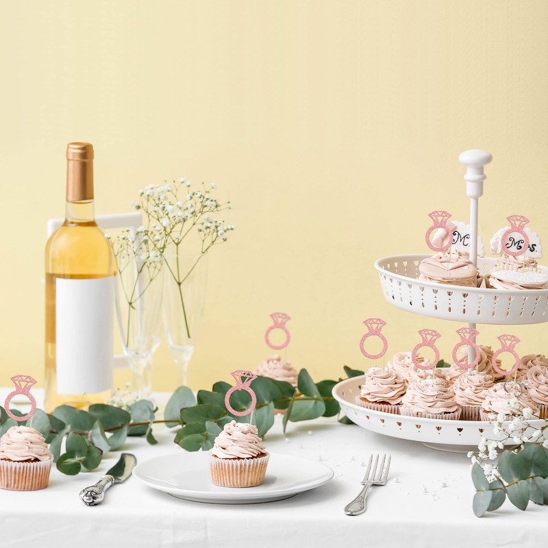 24 piezas de oro rosa con purpurina de diamante para
