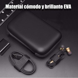 NDOOL Funda de Disco Duro con Estuche de Audifonos, 2 en 1 Estuche EVA con Cierre de Cremallera y Bolsillos para Hard Drive, Cables, Tarjetas SD TF, Memoria USB, Audifonos y Otros