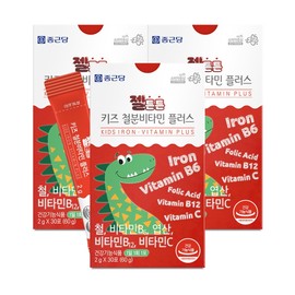 Chong Kun Dang Gel Teun Teun Kids Iron Vitamin Plus 3 boxes of 30 packets / Iron supplement for growing children, contains Vitamin C / 종근당 젤튼튼 키즈 철분 비타민 플러스 30포 3박스  성장기 어린이 철분제 비타민C 함유
