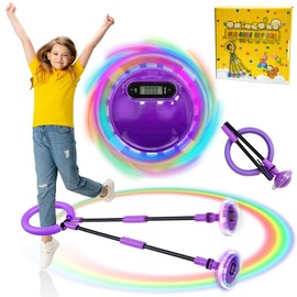 TZEKING Jump Ring Foot Gyro, Children's Flashing Jump Ring, Foot Gyro, Swing Wheel with Light Wheel, Counter, Timer, Calorie Counter, Foldable Ankle Skip Ball, Gifts for Girls 6-12 Jumping Ball