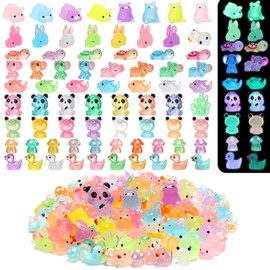 Seenelling 240 Pcs Mini Resin Animals Variety Tiny Resin Animals Bulk Glow in The Dark Miniature Figures for Micro Garden Landscape Aquarium Ornaments Accessories