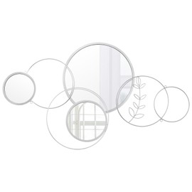 Hicarer Wall Mirror Decorative 41.34'' x 17.72'' Round Modern Metal Wall Mirrors Set for Living Room Circle Plates Overlapping Decorations for Hallway Entryway(Silver)