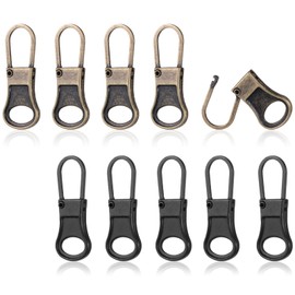 10 Pcs Zipper Pull Replacement Handle Small Zippers Detachable Clothing Zipper Hole Head Handle Fixer Tab Repair for Jacket Pants Coat Shoes Suitcase (2 Color)