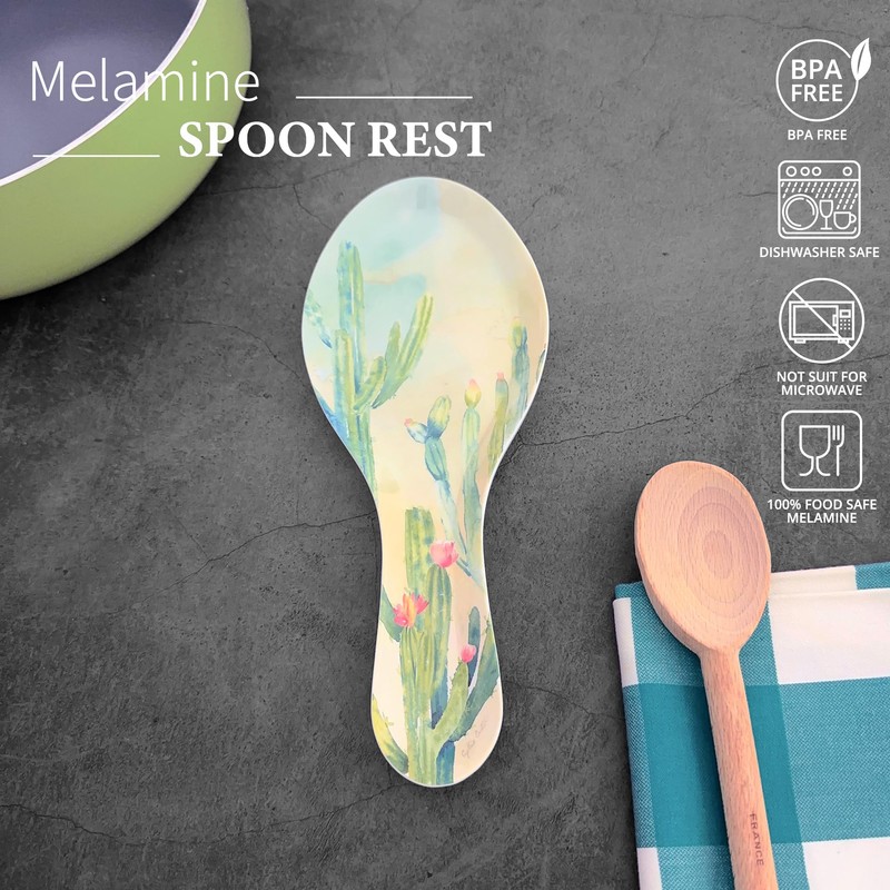 UPware Cactus Garden Melamine Spoon Rest, Cooking Spoon Holder for