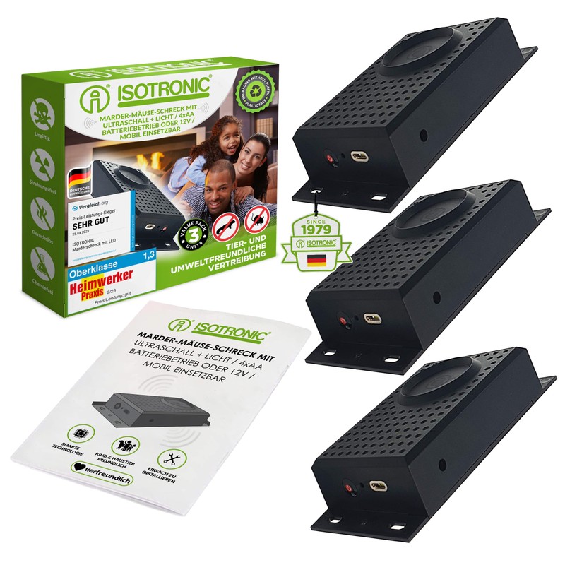 ISOTRONIC ISOTRONIC Marderschreck Blitz mit Licht LED- Mardersicher mit Blitzlichtfunktion