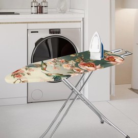 Oamsistay Hummingbird Floral Ironing Board Cover with Elastic Edge Non Stick Scorch Stain Resistant Cover Heavy Duty Iron Pad Covers Standard Boards with Hook and Loop Fastener Strap