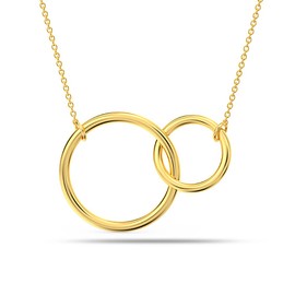 LeCalla 925 Sterling Silver Jewelry 14K Gold-Plated Interlocking Infinity Mother & Daughter Double Circle Pendant Necklace for Women