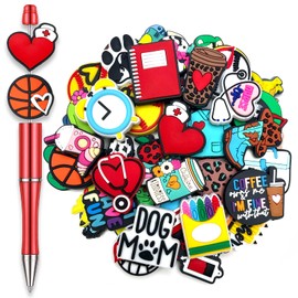 50Pcs Random Focal Beads for Pens, Cute Silicone Focal Beads for Making DIY Bead Pens Keychain Jewelry