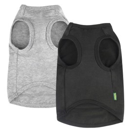 SyChien Dog Large Blank Shirts,Lightweight Cool Clothes for Big Dogs,Girl Boy Cotton Sun T-Shirt Breathable Tops,Grey Black XXXL