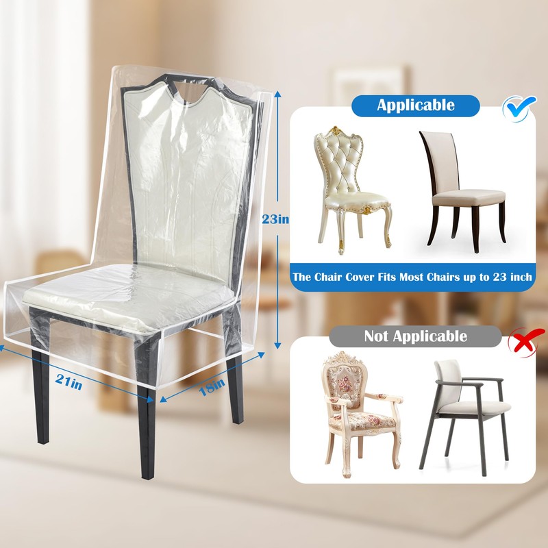 Dining Chair Covers, Waterproof Kitchen Chair Protectors,Clear Plastic Seat Chair