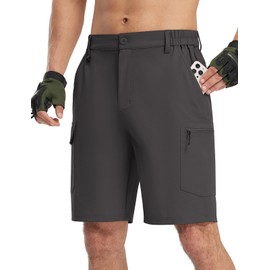TBMPOY Men's Hiking Cargo Shorts Quick Dry Elastic Waist Travel Casual Shorts with 7 Pockets Deep Gray 38