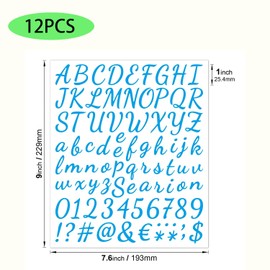 12 Sheets Letter and Number Stickers, Alphabet Number Stickers, Mailbox Numbers Sticker for Mailbox, Signs, Window, Door, Cars, Trucks, Cups (Yellow,Blue)