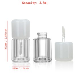 COSIDEA 10pcs 3.5ml 0.12oz Empty White Chunky lip gloss tubes with clear wand Cute lipgloss bottles for DIY