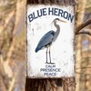 Blue Heron Calm Presence Peace Retro Theme Inspirational Quotes Wall