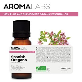 BIO - Spanish Oregano Essential Oil - 10mL - 100% Pure, Natural, Chemotyped and AB Certified - AROMA LABS (French Brand)