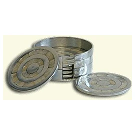 Baskerville & Sanders mother of pearl set of 6 round coasters ideal for a 30th wedding anniversary