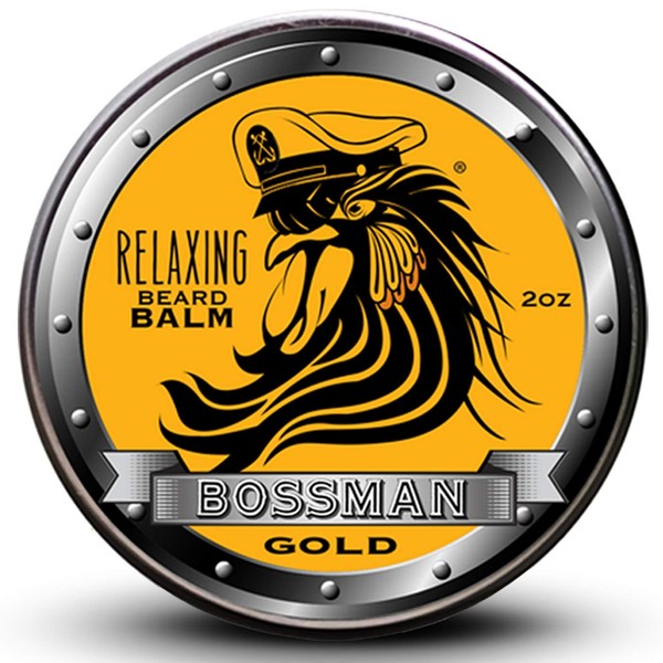 Bossman Relaxing Beard Balm – Tame - Thicken - Protect your beard. Made in USA (Gold Scent)