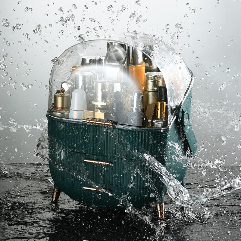 CANITORON Makeup Organizer,Skincare Organizer with 2 Drawers and Transparent Cover,Cosmetic