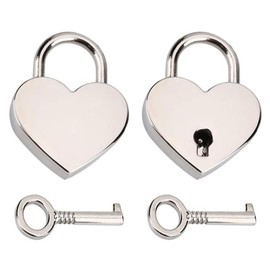 2 Pieces Heart Shape Lock Heart Lock Mini Vintage Love Lock Heart Shape Silver Love Heart Lock with Keys Heart Locker for Loose Jewellery Storage Box