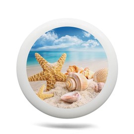 Uanvaha Starfish and Seashells Ultimate Sport Discs 175g Ocean Sandy Beach Blue Sky Clouds Outdoor Flying Disc for Backyard, Beach, Park, Camping