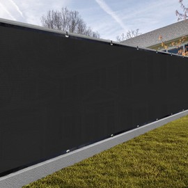 SUNNY GUARD Privacy Screen Fence 5' x 16' Black Heavy Duty Dustproof Denoise Fencing Mesh Fabric Shade Net Cover for Outdoor Wall Garden Yard Pool Deck(Customized)