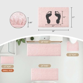 Disolla Pink Bathroom Runner Rug 24x59 Non Slip Fluffy Long Bath Mat for Bathroom Floor Washable Plush Luxury Bath Rug for Tub Absorbent Shower Sink Mat Bedside Rug