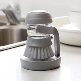 One-Touch Soap Dispensing Cleaning Brush for Dishes Gray 10ea