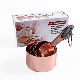 Elvaesther Measuring Cups and Spoons Set, 5pcs Measuring Spoon Set with Handle Thickened Food-grade Stainless Steel Kitchen Baking Tools for Dry and Liquid-Food Cooking