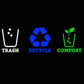 XTRAYXRAY Trash Recycle Compost Stickers Set of 3 Recycle Vinyl Decal Sticker for Trash Can, Compost Bin, Recycle Bin Symbol to Organize Garbage containers or Trash cans