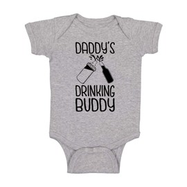 Belle Homie Daddy's Drinking Buddy - Funny Baby Essentials Bodysuit - Infants Outfit Newborn Unisex Rompers (12 Months, Sports Grey)