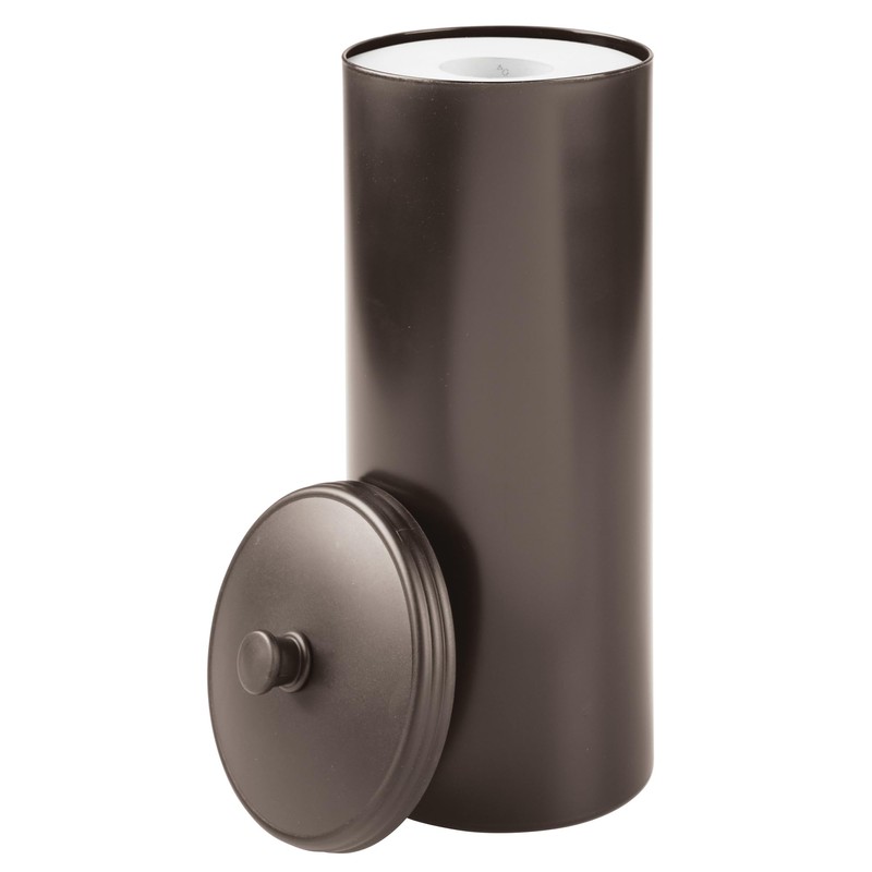 iDesign Freestanding Bathroom Toilet Paper Storage Holder with Lid for