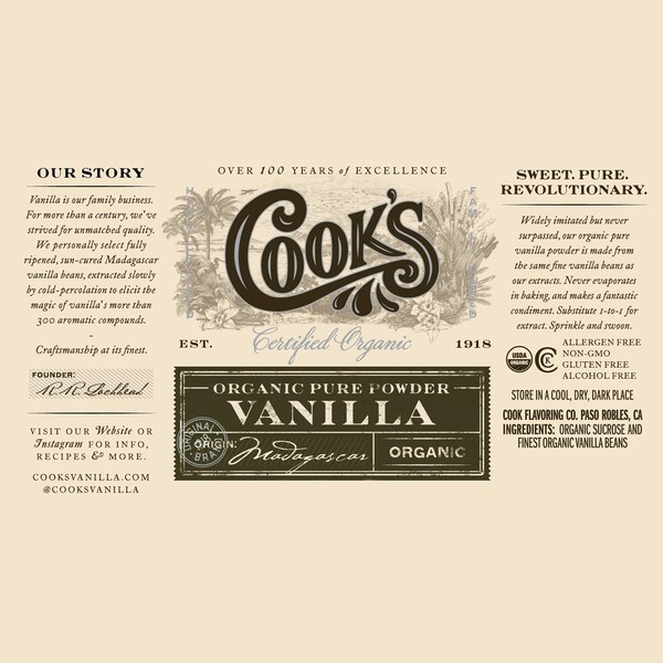 Cook’s, Organic Madagascar Pure Vanilla Powder | World’s Finest Gourmet Fresh Premium Vanilla for Cooking, Baking, & Flavoring, 1.5 lb