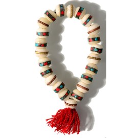 BUDDHAFIGUREN Hand-Mala Buddhist Bracelet White Horn with Stones 10 mm