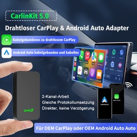 2024 Neu Eingetroffen CarlinKit 5.0 EIN Innovativer Dual-Conversion-Wireless-Adapter,Online-Musik/Karten/Messaging,for Autos Mit Kabelgebundenem CarPlay/Android Auto (2016-2024)