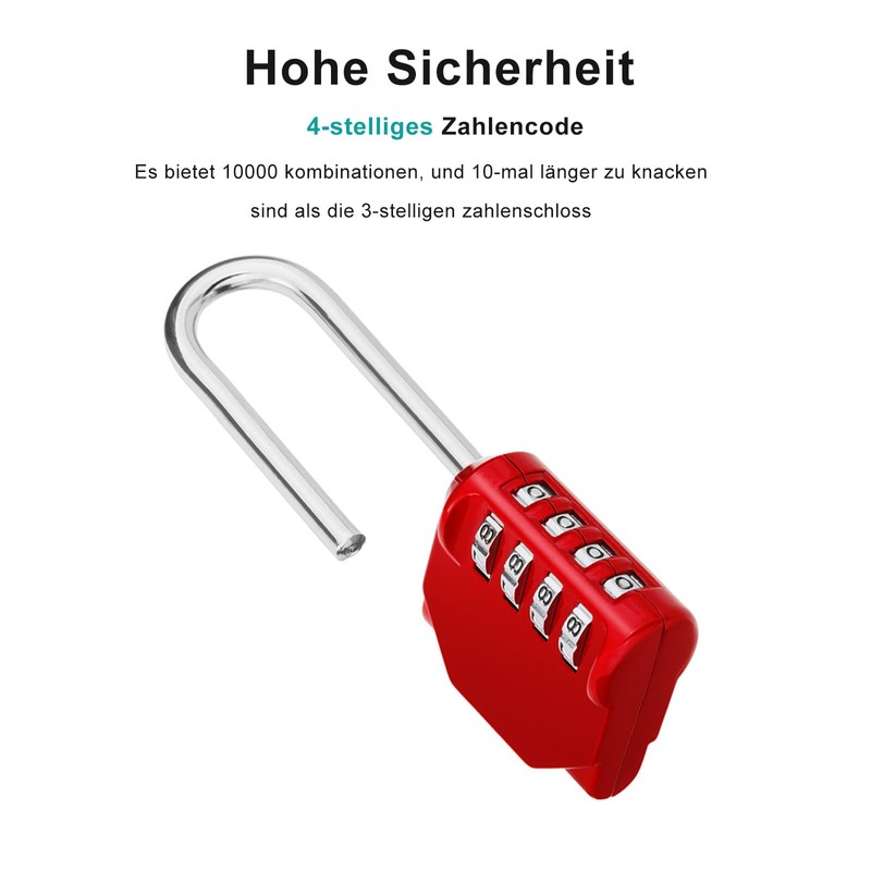 ZHEGE 4-Digit Number Padlock, Lock with Combination Code for Gym