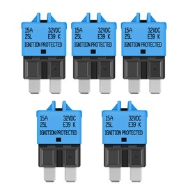 LENKRAD Automotive 15 Amp ATC/ATO Resettable Fuse 15A Manual Reset Standard Blade 15Amp Fuses Manual-Reset Circuit Breaker 15A for Car Truck RV Marine Boat Trolling Motorhome, 5 Pack