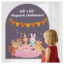 Soubeoii Magnetic Arch Wall Decal 40"×32" — Double Layer Magnet Wall for Kids, Upgraded Self-Adhesive Magnetic Chalkboard, Includes 4 Magnet Sets, Chalk & Pen Holder for Playroom & Home(Violet)