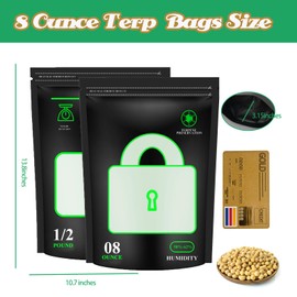 1/2 LB Storage Terp Bags 58%-62% RH 2-Way Humidity Control Bags,Reusable Heat Sealable Bags for Curing & Food Storage, 8 Ounce Humidity bags (8oz, 1/2 lb). (20)