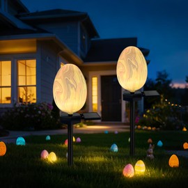 LAIAMER 2 Pack Solar Easter Egg Lights Outdoor, Waterproof Solar Easter Yard Decorations Outdoor Easters Yard Stakes Lights for Outside Lawn Walkway Patio Cemetery Grave (Blending Colors)