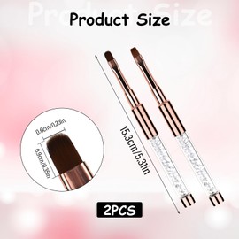 Oval & Flat UV Gel Nail Brush Rhinestone Handle Nail Art Design Brushes Nail Drawing Pen Gel Brushes for Nails, Size 8