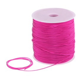 sourcing map 1mm Nylon String Cord 305 Yards Nylon Satin String Bracelet String Chinese Knotting Cord Beading Thread for Jewelry Making Braided Necklaces Macrame Trim Craft Rose Red