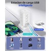 LUKITO Regleta Torre Multicontacto con Luz Nocturna, Extension Electrica 3M,Conector
