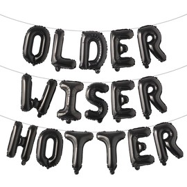 OLDER WISER HOTTER Funny Balloons Birthday Party Decorations for 30th 40th 50th 60th 70th 80th Birthday Party Decorations for Adults Women Men (Hot Old Wise,
