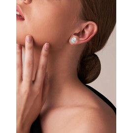 925 Sterling Silver 1 Carat Radiant Cut Moissanite Imitation Diamond Stud Earrings for Women