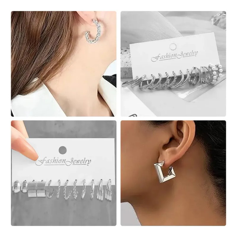 Awvuq - 24 Pare Aretes Con Piercing Pendientes Joyeria Mujer
